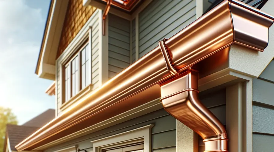 Copper Gutter Installation - Photo Of Copper Gutters On A Home In Apex, North Carolina.